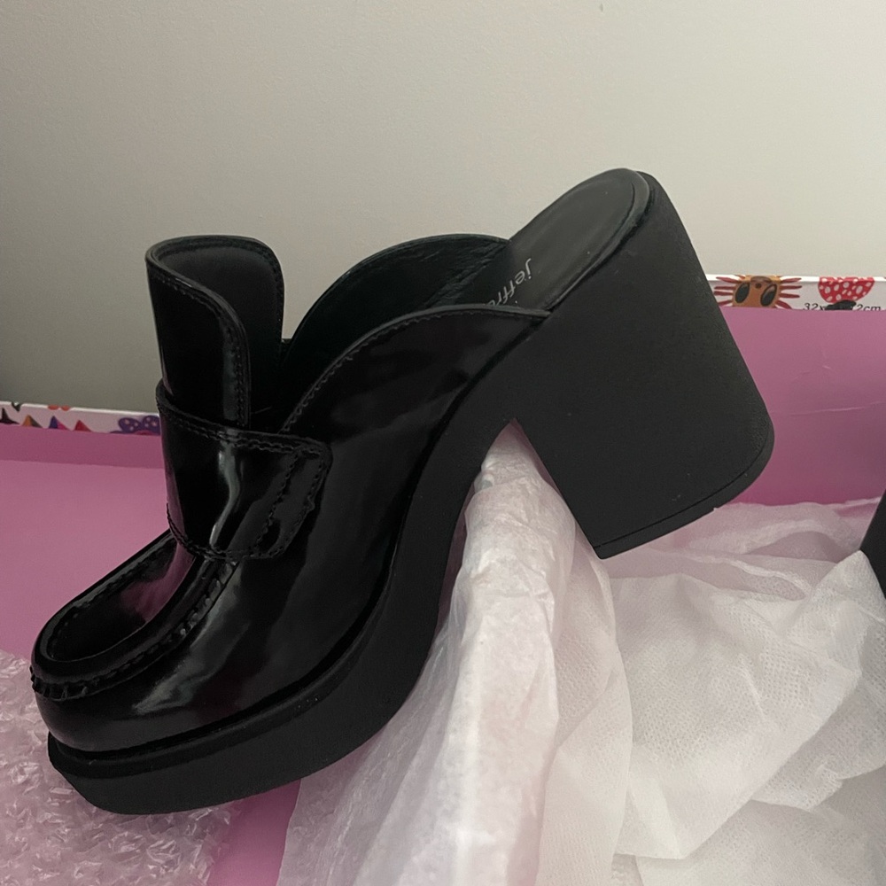Jeffrey Campbell Black Patent Kerri Loafer Mules. Size 5.5. New with tags & box! - Picture 4 of 12